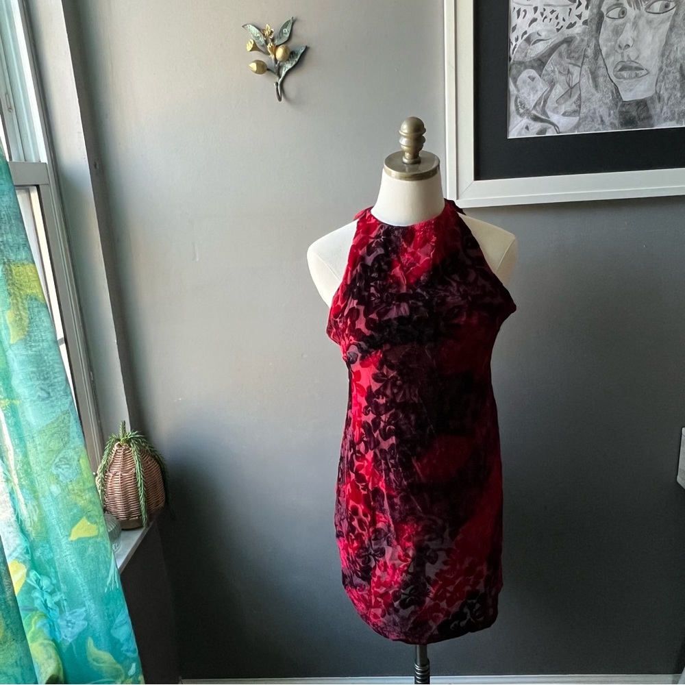 NWT Somedays Lovin Velvet Red Black Mini Dress Size M Medium